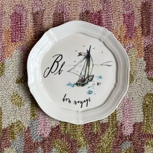 ⛵️Anthropologie Linea Carta Diva Pyari Canapé Plate B Bon Voyage sailboat